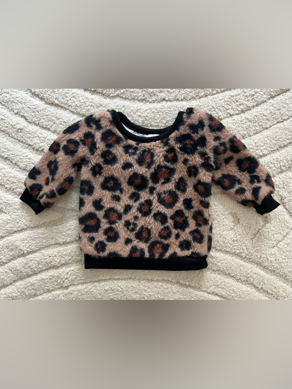 9-12 Month Fuzzy Leopard Print Sweatshirt with Matching Leggings